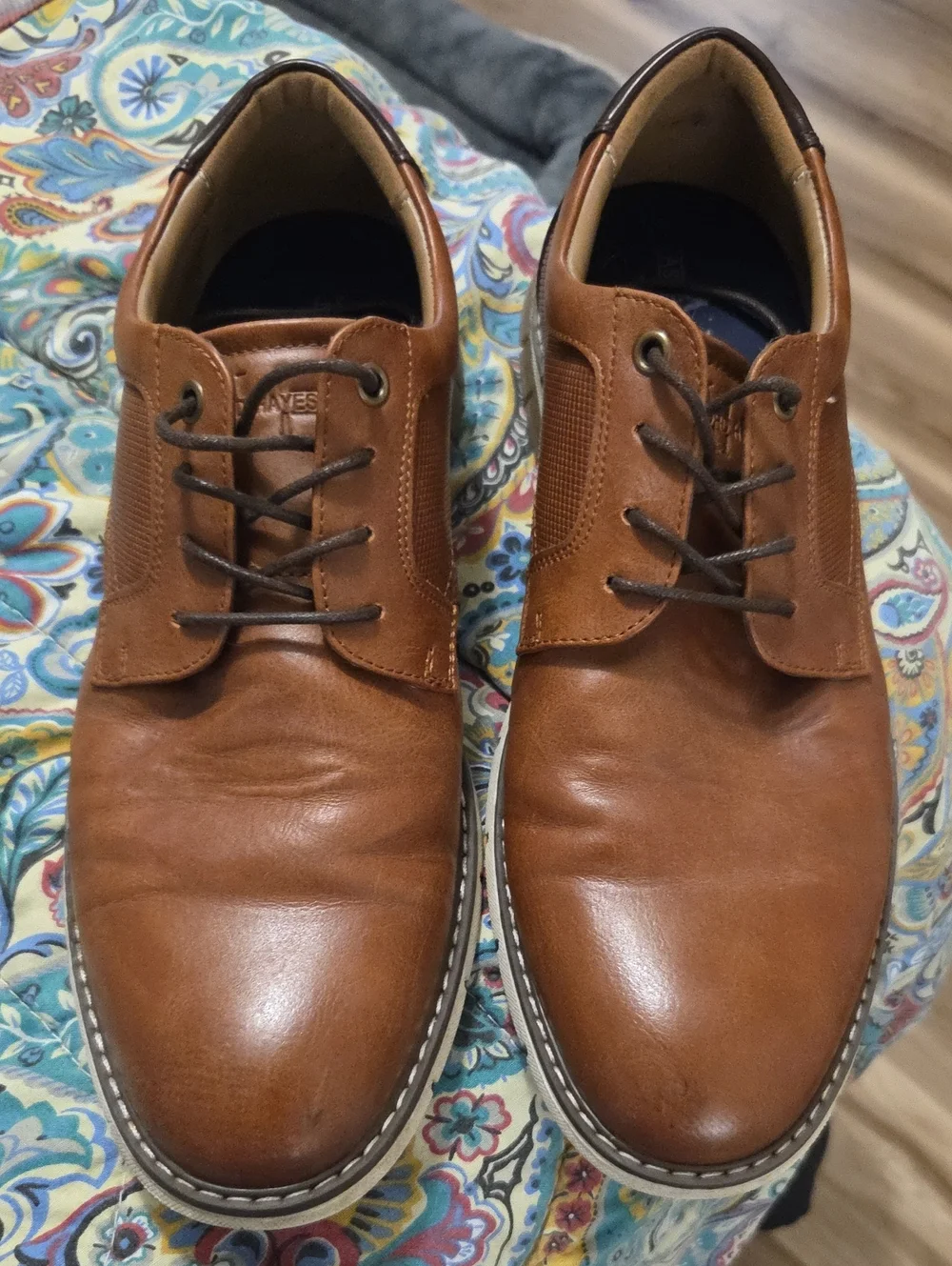 Men's Tan Leather Lace-Up Dress Shoes